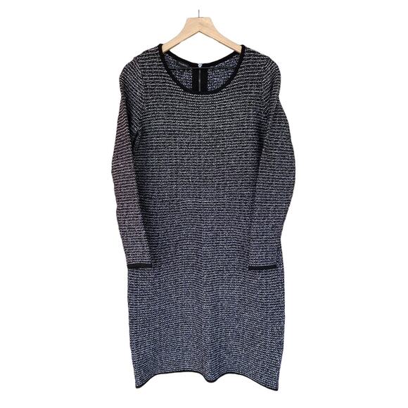 Talbots Wool Blend Sweater Dress S Black White Knit Long Sleeve Knee Length NWT - Picture 4 of 7